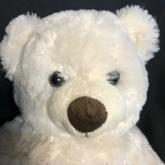 Build a Bear Workshop White Plush Bear Stuffed Animal Toy 16" Brown Nose - Picture 3 of 8